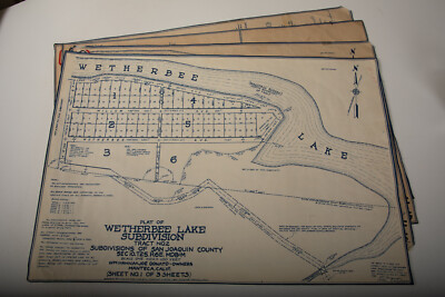 Wetherbee Lake Map VTG Blue Print (N5R) Manteca California 1933 San Joaquin Co
