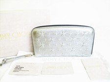 Auth Jimmy Choo Embossed Stars Metallic Leather Round Zip Wallet 7913