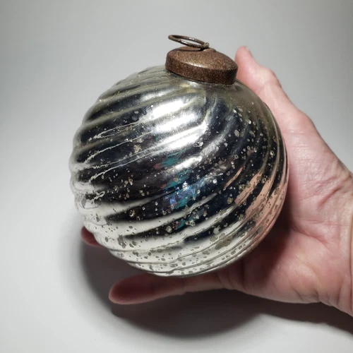 Large Kugel? Ornament Silver Ball Mercury Glass Heavy