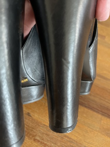 BCBG Black Leather Studded Platform Chunky High Heel GUC - 8.5 US / 38.5 EU - Picture 8 of 20