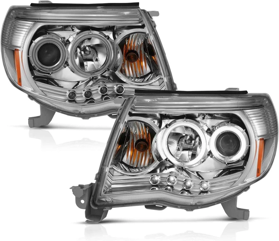 Faros proyectores halo LED duales para cromo 2005-2011 Toyota Tacoma lámparas Foto 2 de 4
