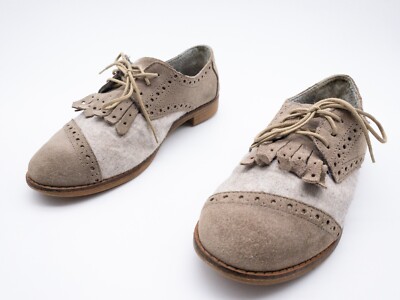 TOMS Damen Schnürschuh Halbschuh Freizeitschuh Leder beige Gr 38 EU Art 18327-56