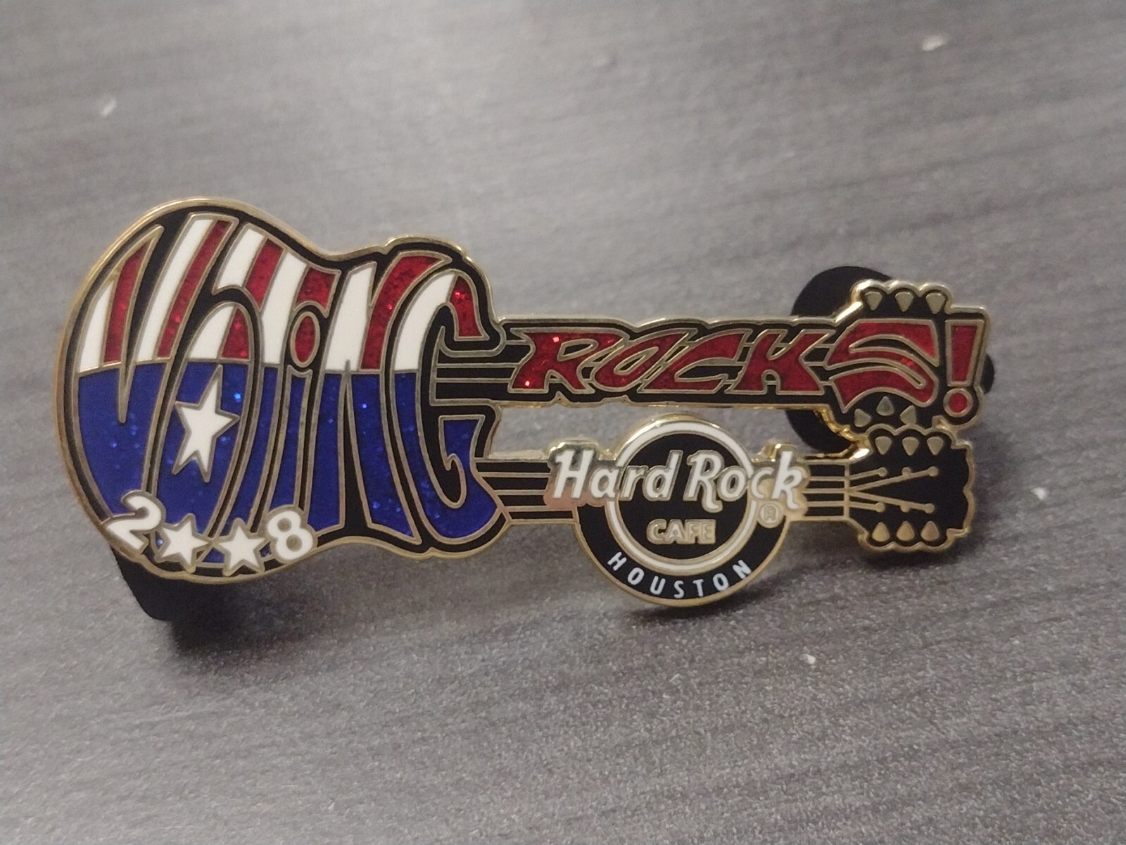 HARD ROCK CAFE HRC Houston, Voting Rocks 2008 Guitar Pin, NIP