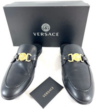 VERSACE Black Leather Medusa Men Half Loafers Made in Italy Marked as 42-9US