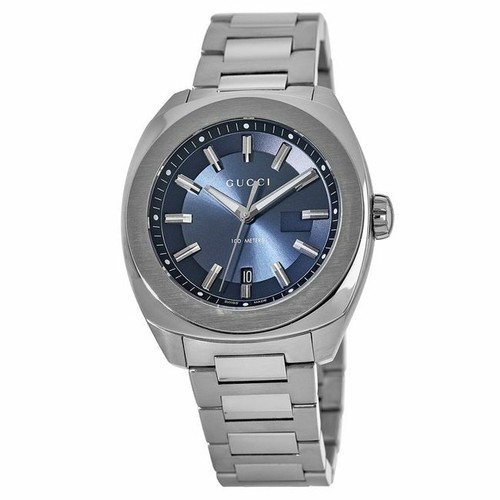 New Gucci GG2570 XL Blue Dial Stainless 