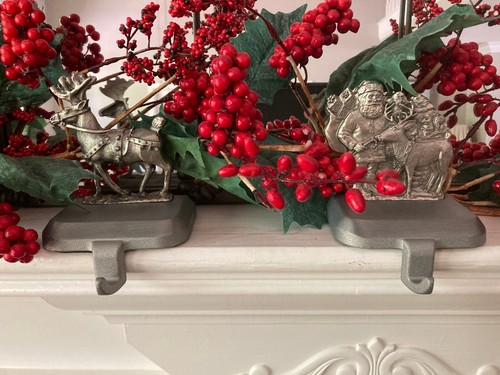 Lands End ESL Pewter Christmas Stocking Hanger / Reindeer or Santa w/ deer - Picture 7 of 14