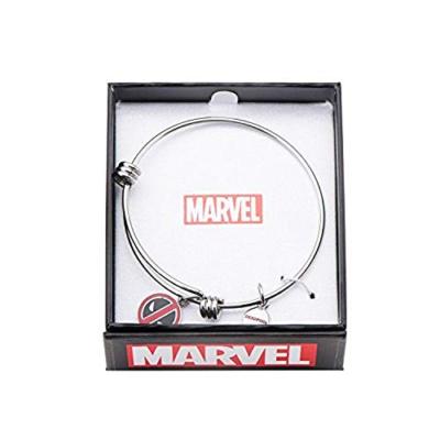 Marvel Stainless Steel Deadpool Logo Charm Bangle Women's Bracelet