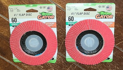Lot of 2 GATOR 4-1/2'' Flap Disc (60 Remove Medium) Paint & Rust Remover #9181