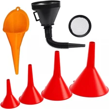 6 Different Automotive Gasoline Oil Funnels Set Car for Home Use Multiple Sizes
