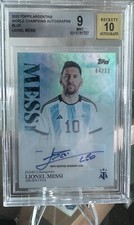 2023 TOPPS ARGENTINA WORLD CHAMPIONS BLUE FOIL LIONEL MESSI  BGS AUTO9/10