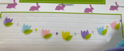 Felt tulip Garland Banner  72''  photo props room decor Easter hunt party