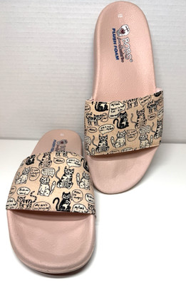 Bob s from Skechers Plush Foam Cat Art Slides Sandals   Women s Size 8