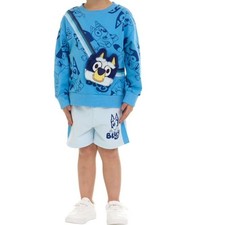Bluey Toddler Boys 18M 2 Piece Sweatshirt Shorts Set Plush Bag NWT