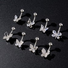 Fashion Butterfly Belly Button Rings Zircon Navel Ring For Women Body Jewelry