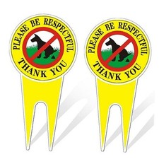 2-Piece 12" x 6" No Poop  Pee Dog Signs with Stake, Double-Sided Yellow