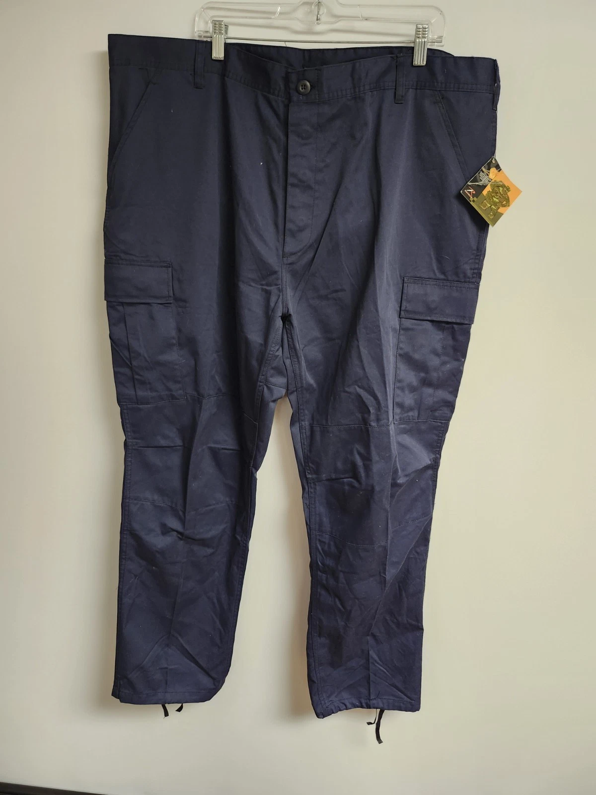 Military Tactical Cargo Pants XXLarge Regular Navy Blue Adjustable Waist In 29.5