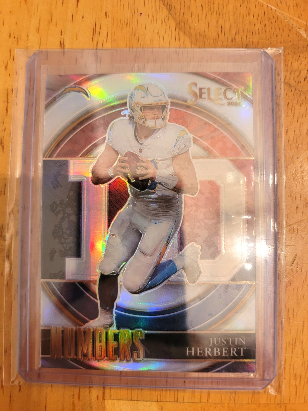 2021 Panini Select - Select Numbers Justin Herbert #SN-4 Silver Prizm