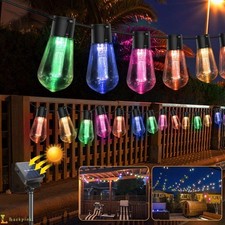 20 LED Solar Powered Retro Bulb String Lights Outdoor Garden Fairy Summer Lamps