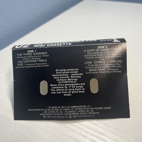 U2 - 'THE UNFORGETTABLE FIRE/MINI CASSETTE' Island Records - 1984 - Picture 5 of 9