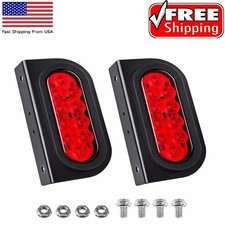 2pcs Red 6 Oval Trailer Lights Stop 12led For Tail Trucks Dump Cargo Trailer