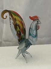 Murano Style Vintage Art Glass Rooster Hand Blown 7.5 inch