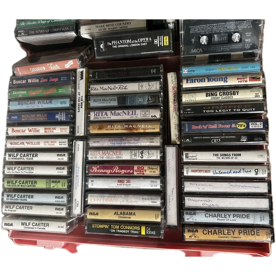 Lote de 95+ casetes - Country, Navidad - Wilf Carter, Stompin Tom, musicales Foto 2 de 4