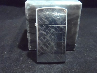 Vintage 1979 Zippo Slim Lighter Etched Design No Monogram Chrome