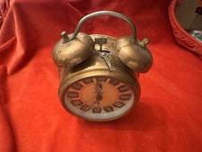 Vintage Wecker klassiche Form m. Glocken kupfernes Blech jerger ohne Funktion