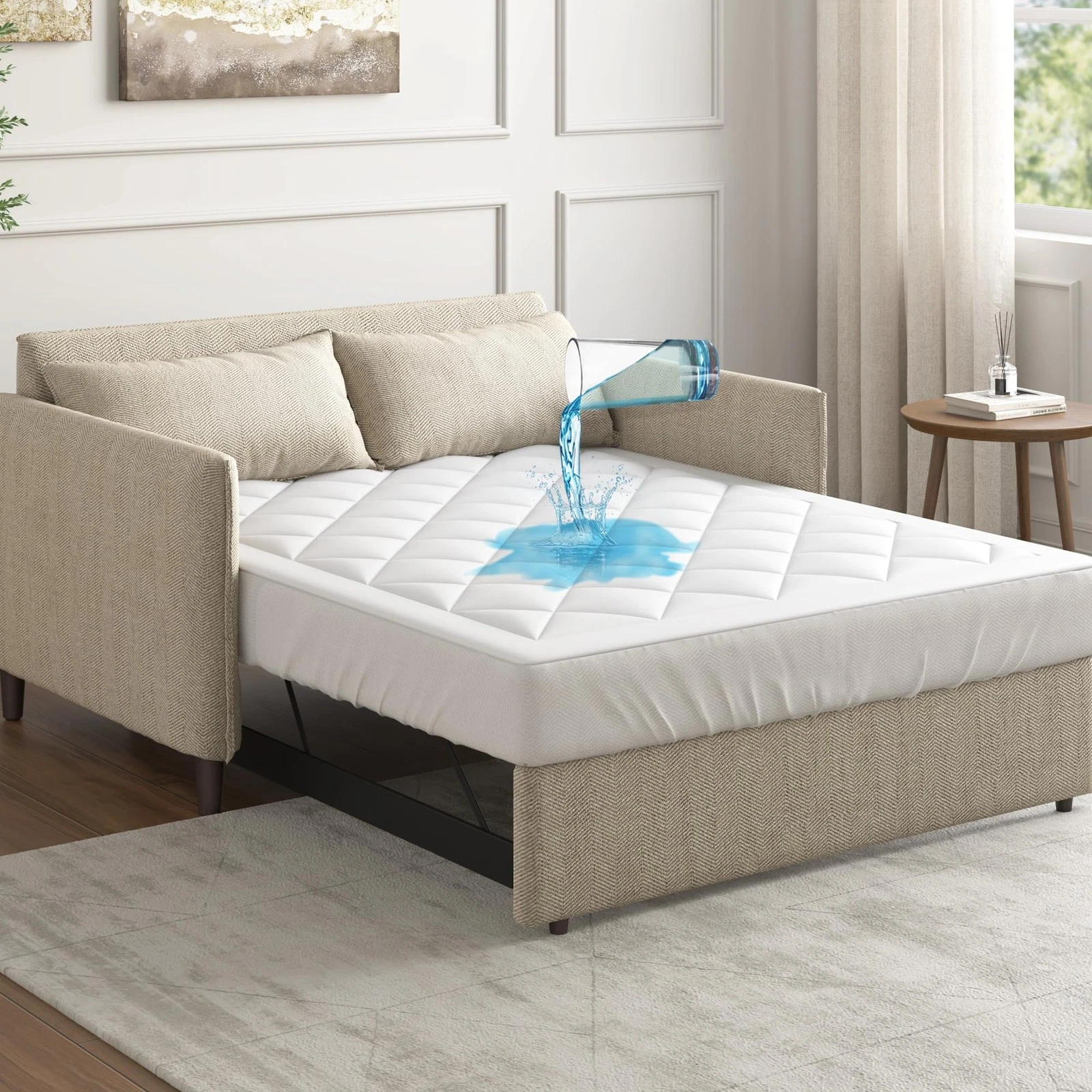 Waterproof Sofa Bed Mattress Protector, Holden Sofa Bed Full Mattress Pad, 3M...