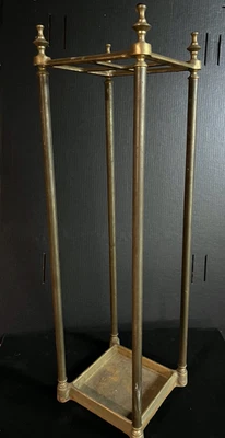Antique English Brass Cast Iron Umbrella Stand Cane Stand Finials 4 Sections - Image 1 of 4