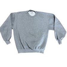 Vintage Jerzees Crewneck Sweatshirt Adult Large Gray Fleece Pullover Made in USA