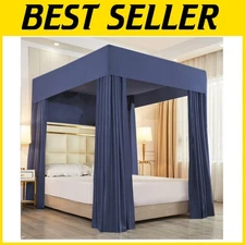 Durable Polyester Canopy Bed Curtains with Elegant Design - Fits 63 Inch Rods