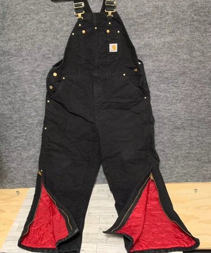 NWT Vtg Carhartt Men's 42X30 Black Bib Overalls Double Knee Duck Canvas Workwear - Picture 1 of 10