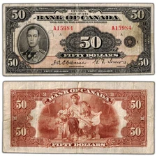 $50 1935 Bank of Canada Note English Text BC-13 - Light Pencil
