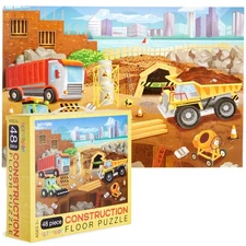 48 Piece Giant Construction Jigsaw Puzzle for Kids Ages 4-14, 2 x 3 Feet