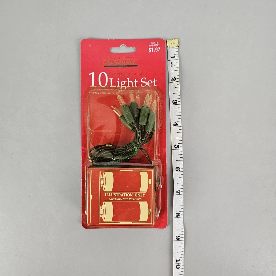 Holiday Time Christmas 10 LIGHT Set Battery Operated Clear- For Weaths Garland  - Image 4 of 4