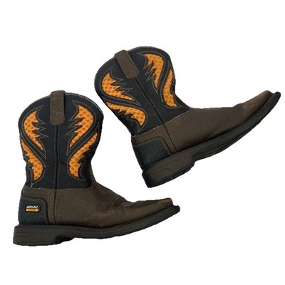 Ariat Kids Youth 5 VentTEK Western Boots Square Toe Brown Orange