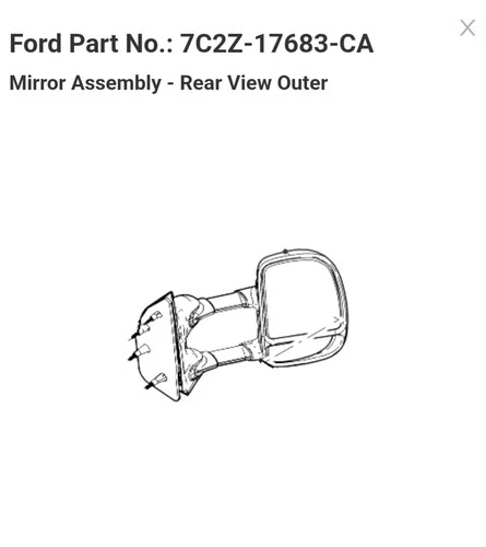Ford OEM Rear View Side Mirror Assembly 7C2Z-17683-CA Genuine Mirror New