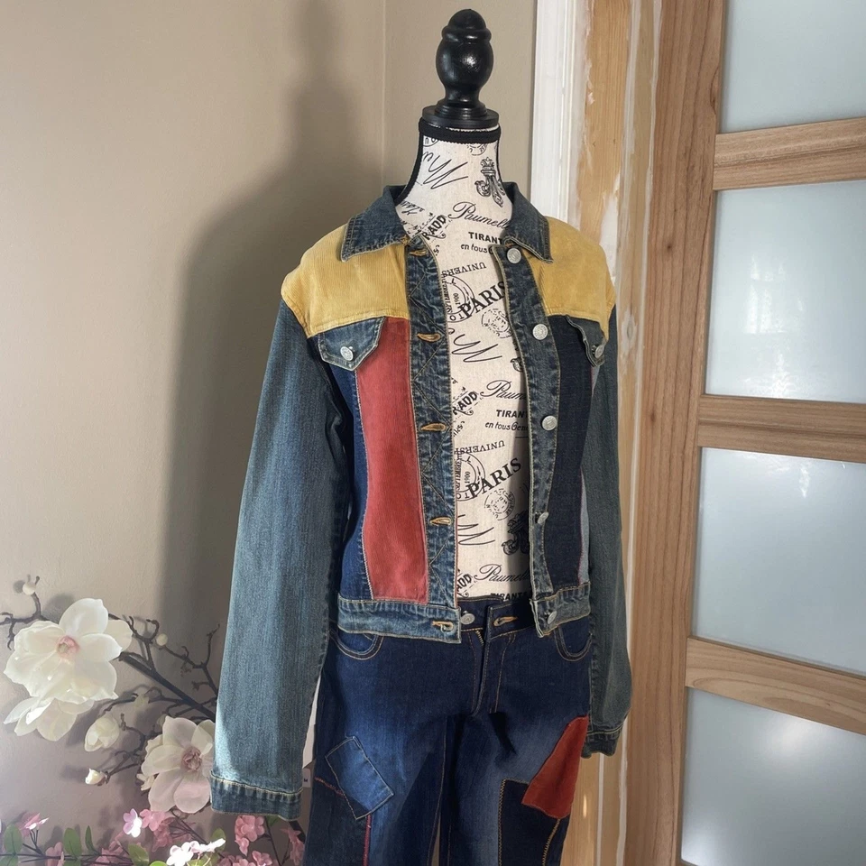 Conjunto de pantalones vaqueros chaqueta vaquera Azzure traje recto Y2K vintage hip hop pana Foto 2 de 4