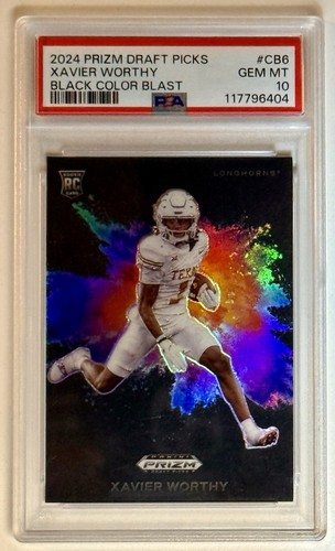Panini 2024 Prizm Draft Picks Xavier Worthy Black Color Blast #CB-6 RC PSA 10