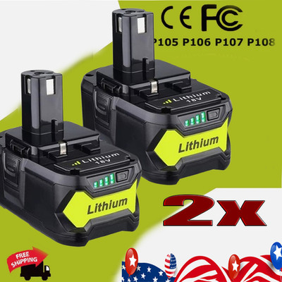 2X For Ryobi One+ Plus P108 8.0AH Battery 18V Lithium RB18L50 RB18L40 P105