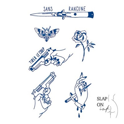 Guns & Knives - Medium Semi Permanent Tattoo Wasserdicht Kunst Männer Frauen Temporär