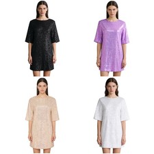 Womens Shirt Stretchy Casual Full Lining Mini Dress Package Hip Bodycon Glossy
