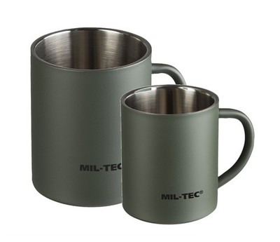 Mil-Tec Tasse Edelstahl doppelwandig 300/450 ml Trinkbecher Campingtasse Becher