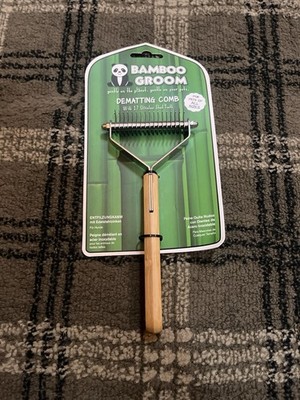 Bamboo Groom Dematting Comb with  17 Stainless Steel Teeth