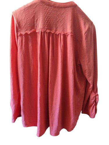 NY Collection Women's Coral Y-Neck Long Sleeve Pleat Top Petite Size L - Bild 6 von 14