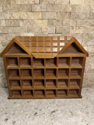 Vintage 26 Cubby House Shaped Thimble Display Shelf Cottage Wall Shadow Box