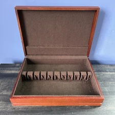 Vintage Wooden Flatware Storage Chest Silverware Box 12 Knife Slots Lined READ