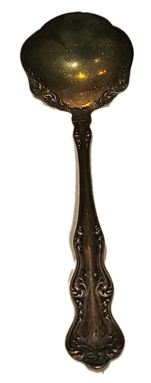 Antique Jaeger Bros 5 Silver-Plated Gravy Sauce Ladle Ornate Scrollwork Patina