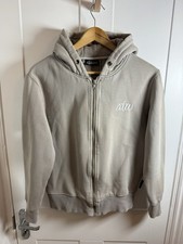 ATW Clothing light grey hoodie full zip embroidered spell out size S